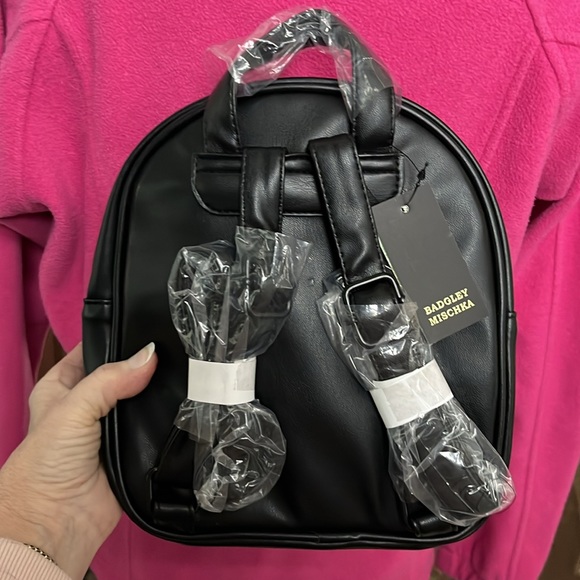 Badgley Mischka Mini Backpack Black Vegan Leather Quilted Puffer front pocke - Picture 10 of 12